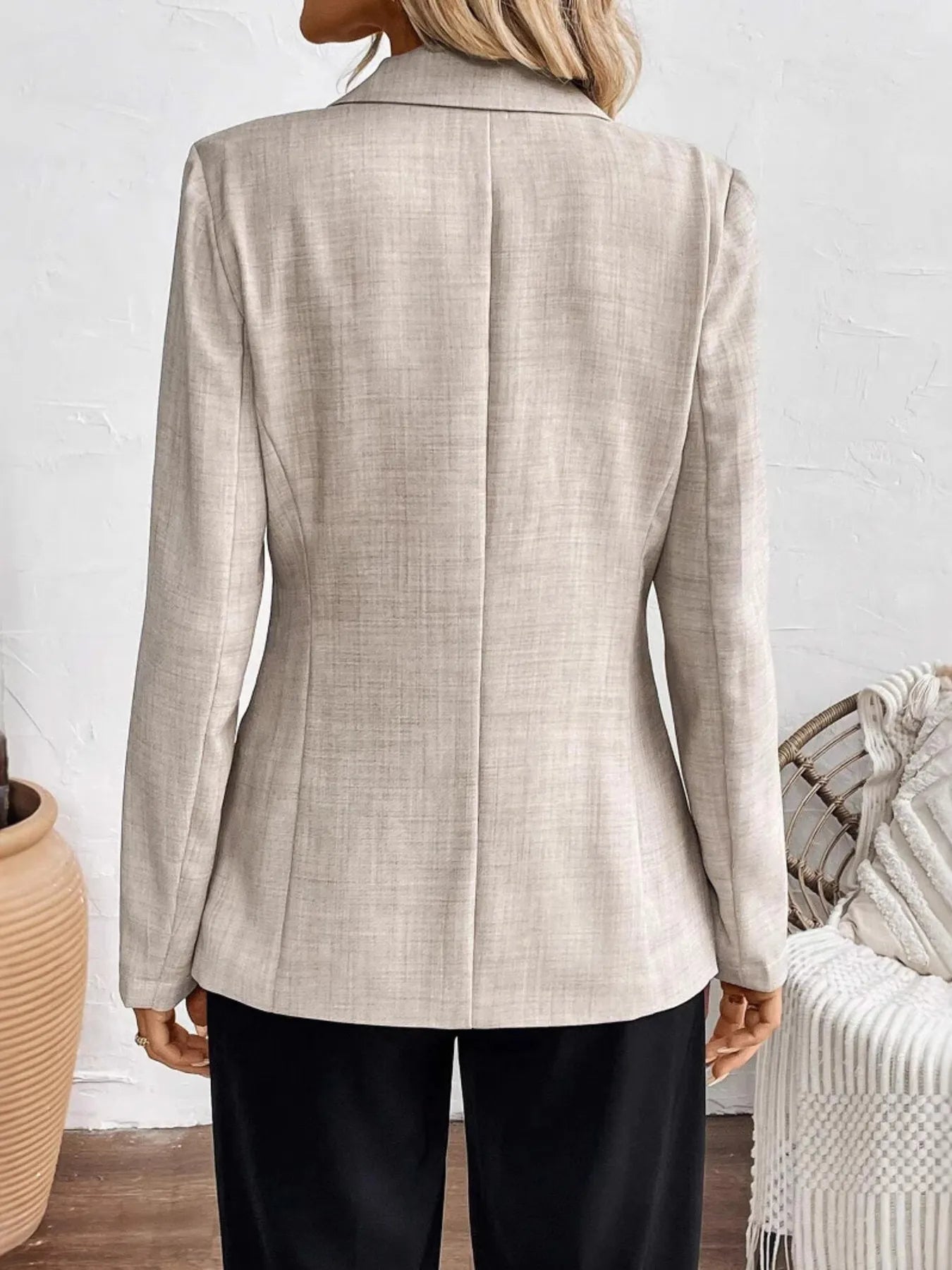 One Button Lapel Collar Blazer DmGLabeL