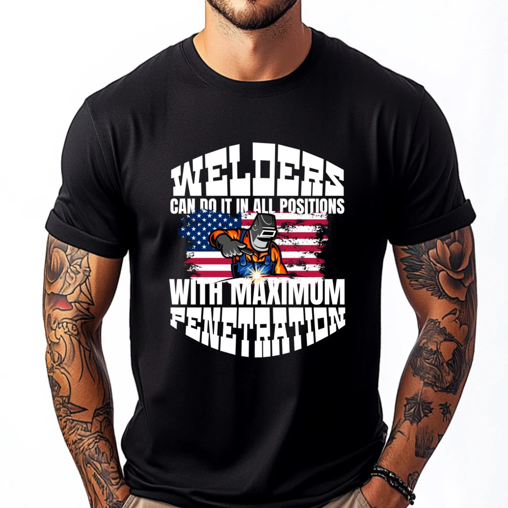 Welders Fabrication Steel Mig Arc Tig Welding Metal Workers Vintage T Shirt Men Man Men Clothing Illustration Tee Men's Clothing