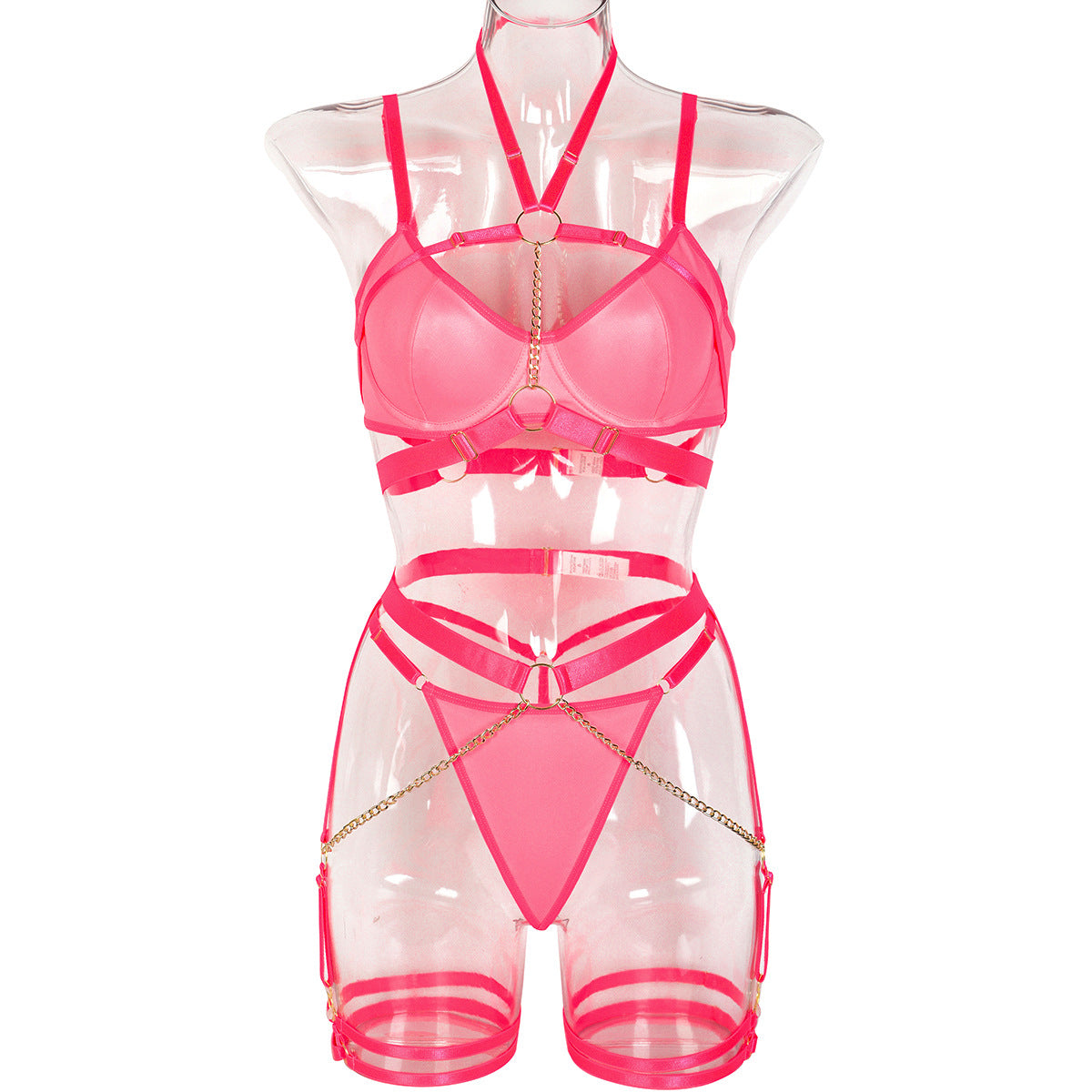 Sexy Underwear Three Piece Set Autumn Best Underwear Chain on Neck Waist Seal Heavy Craft