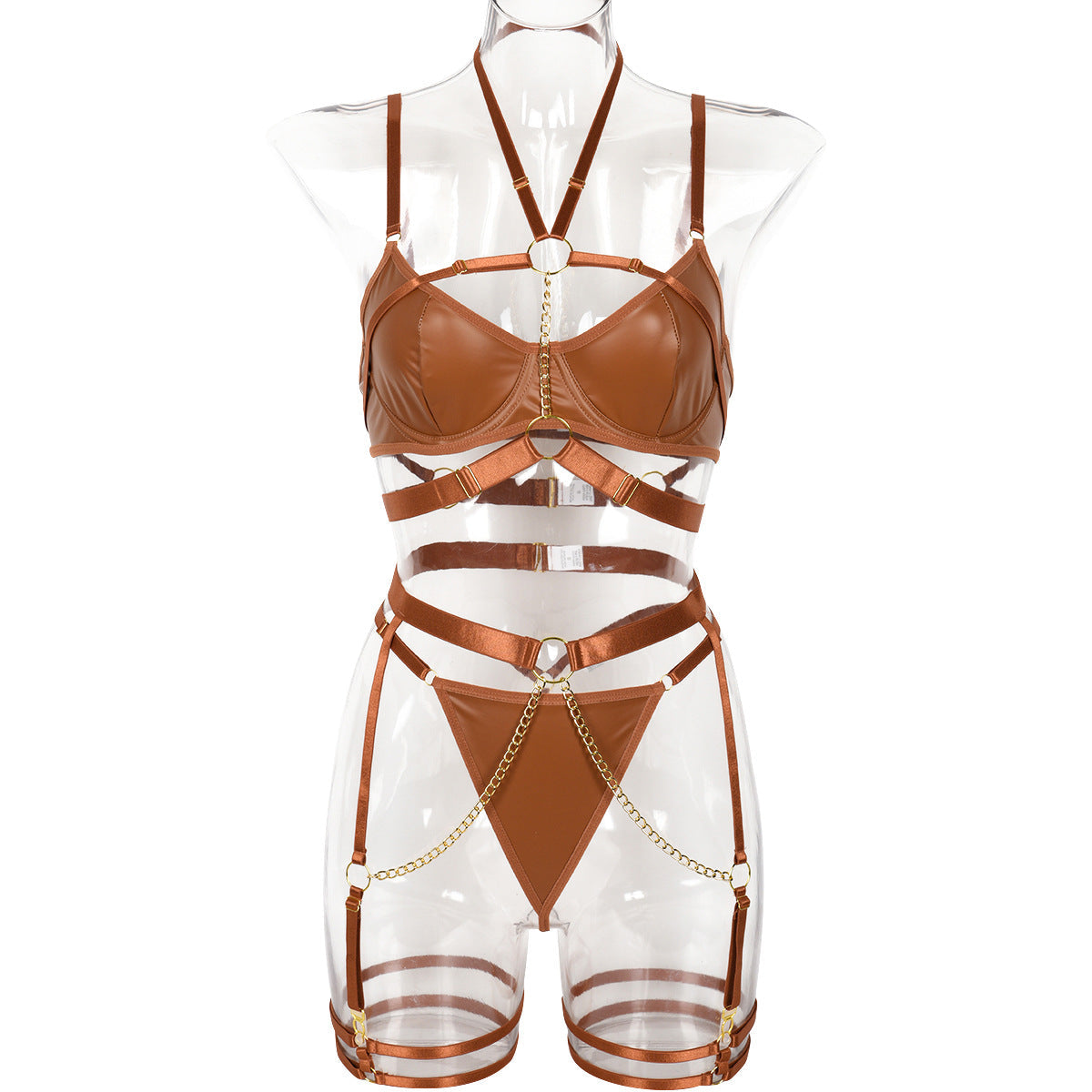Sexy Underwear Three Piece Set Autumn Best Underwear Chain on Neck Waist Seal Heavy Craft