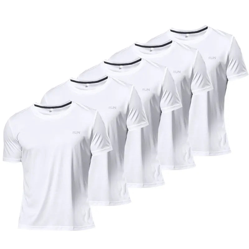 5PCS Men's Solid Color Ultralight Quick Dry Sport T-Shirt, Breathable Lightweight Top For Fitness Training Workout Running Gym