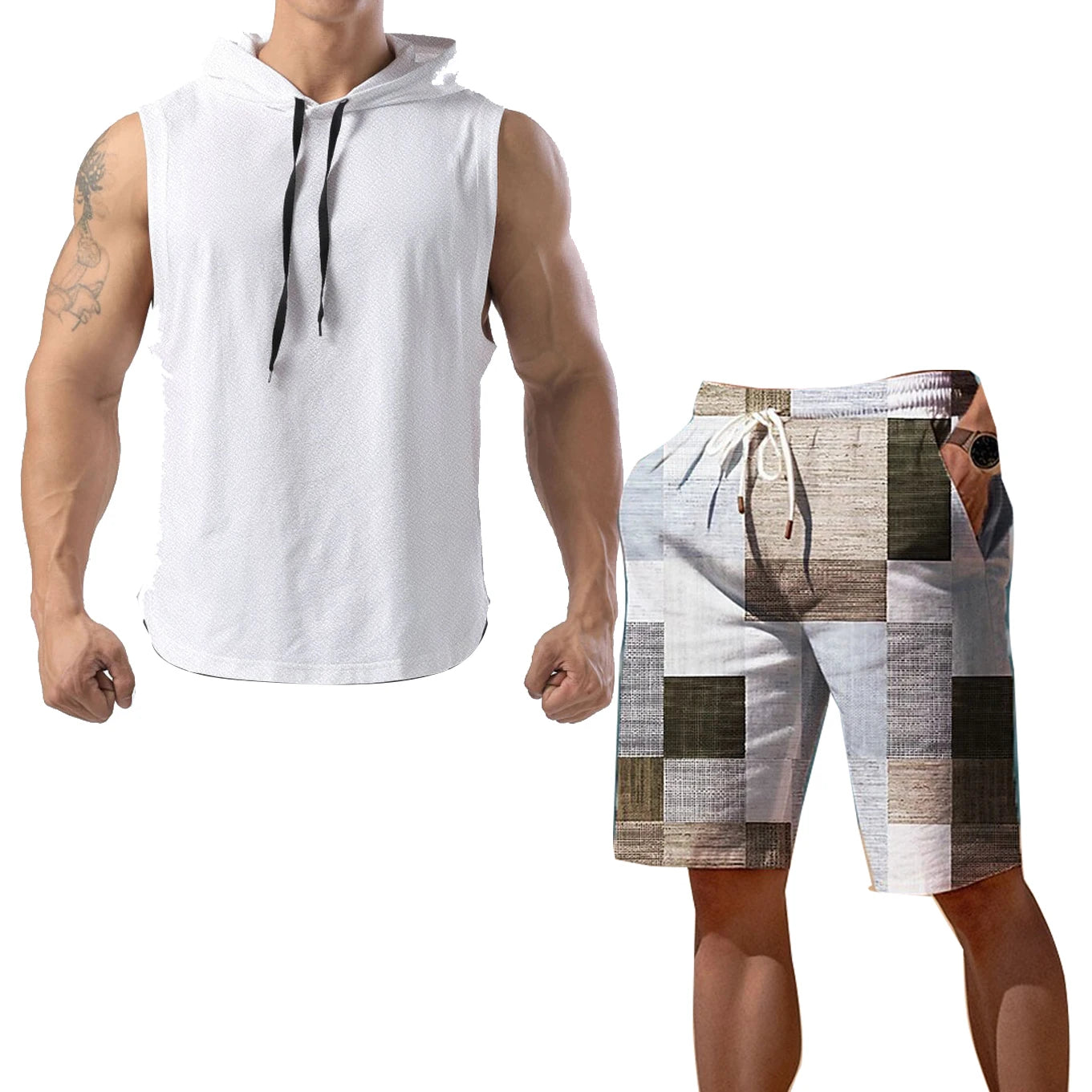 New Summer Men's Two Piece Set Casual T-Shirt and Shorts Set Men Women Sports Suit Fashion Short Sleeve Tracksuit Hooded T-shirt