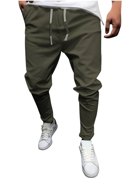 Men's Plus Size Drawstring Cropped Slim Pants DmGLabeL 