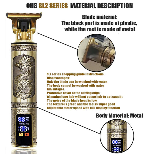 Vintage Hair Cutting Machine Cordless Trimmer portable USB Fast Charging Hair Clipper Electric Shaver Barber Professional Barber