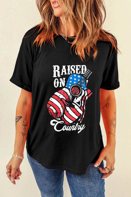 RAISED ON COUNTRY Round Neck T-Shirt DmGLabeL 
