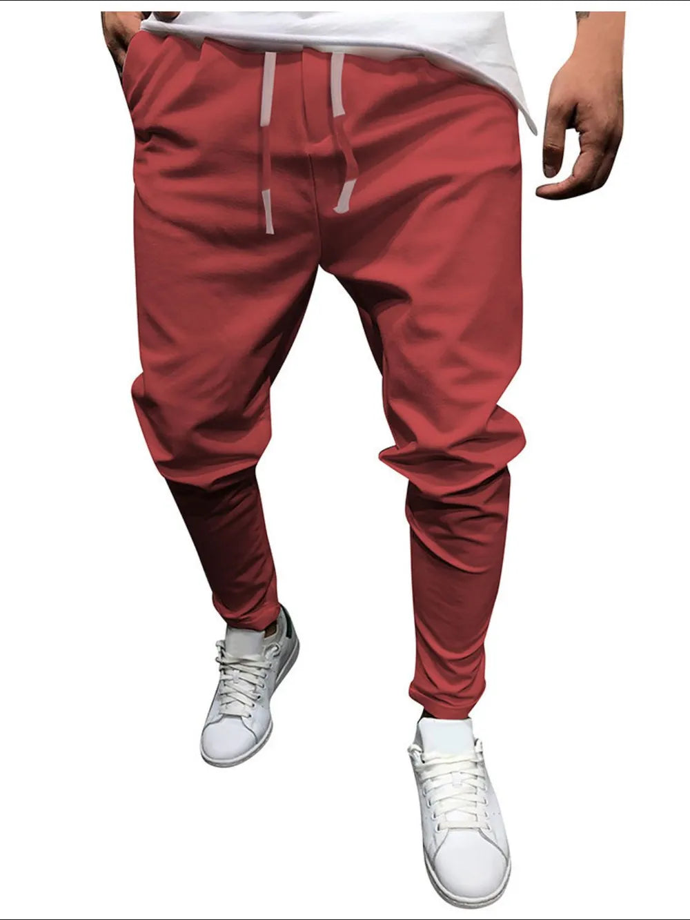 Men's Plus Size Drawstring Cropped Slim Pants DmGLabeL 