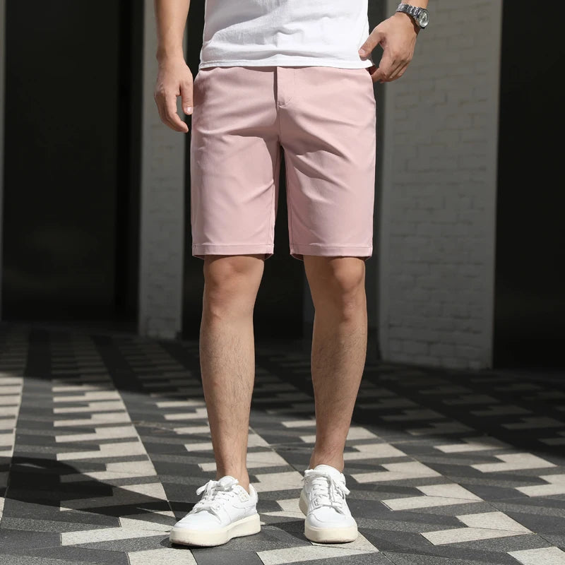 2025 New Summer Solid Shorts Men High Quality Casual Business Social Elastic Waist Men Shorts 10 Colors Beach Short