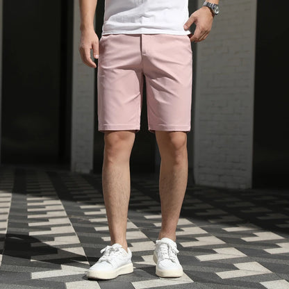 2025 New Summer Solid Shorts Men High Quality Casual Business Social Elastic Waist Men Shorts 10 Colors Beach Short