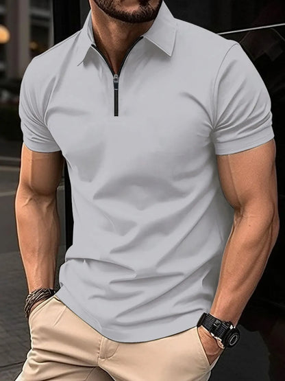 Men's Full Size Collared Neck Short Sleeve Polo Plus Size DmGLabeL 