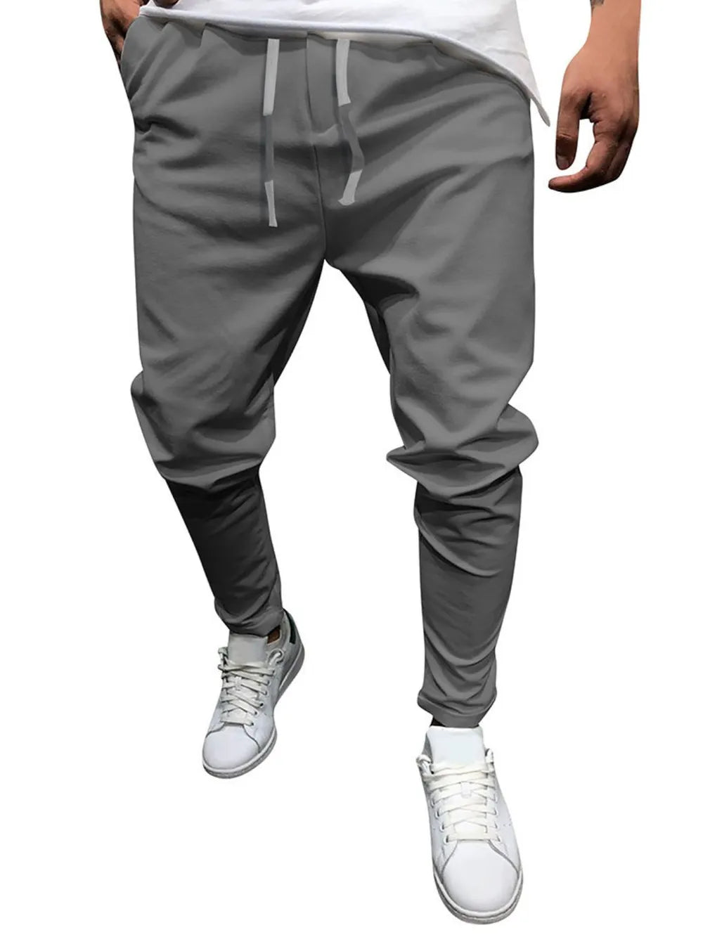 Men's Plus Size Drawstring Cropped Slim Pants DmGLabeL 