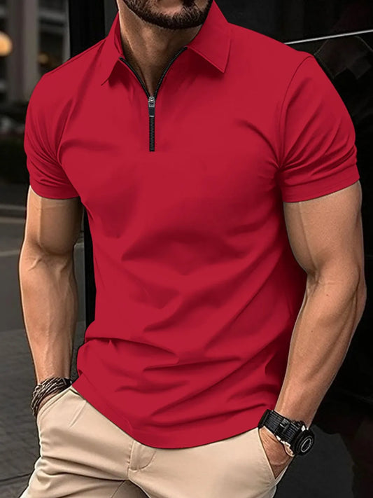 Men's Full Size Collared Neck Short Sleeve Polo Plus Size DmGLabeL 