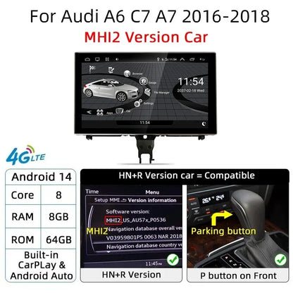 Android 14 Auto Radio Wireless Carplay Touch Screen For Audi A6 C7 A7 2012-2018 Car Multimedia Player Navigation Stereo GPS WIFI