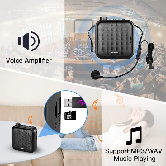 Voice Amplifier Multifunctional Portable Personal Voice Speaker with Microphone Display Surround Sound for Teachers Speech