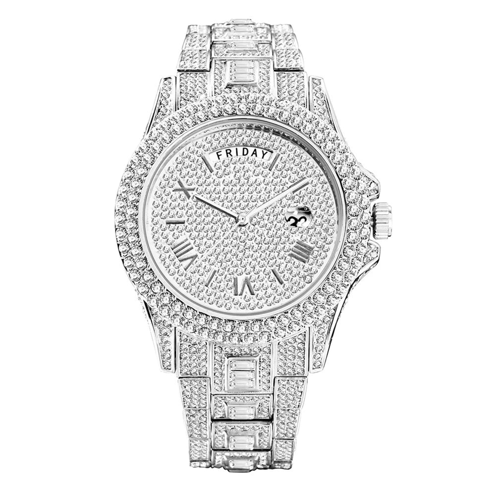 TOPGRILLZ 2021 New Mechanical Luxury Rhinestones Mens Watches 7 Colors Stainless Steel Watch Hip Hop Charm Jewelry Dropshipping