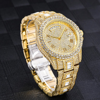 TOPGRILLZ 2021 New Mechanical Luxury Rhinestones Mens Watches 7 Colors Stainless Steel Watch Hip Hop Charm Jewelry Dropshipping