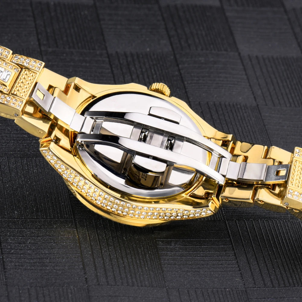 TOPGRILLZ 2021 New Mechanical Luxury Rhinestones Mens Watches 7 Colors Stainless Steel Watch Hip Hop Charm Jewelry Dropshipping