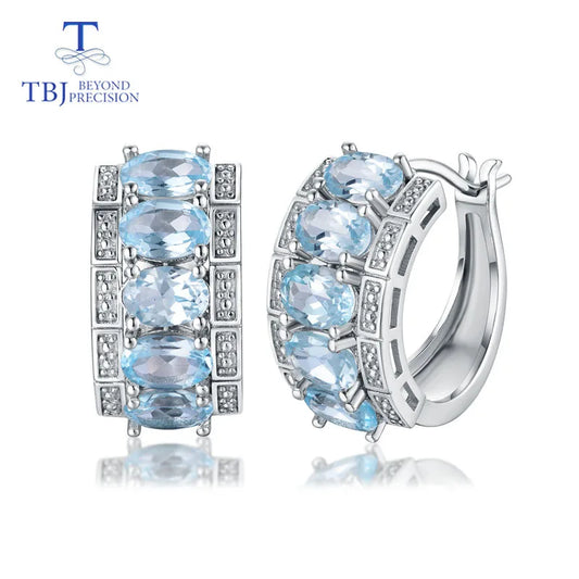 Blue topaz 925 sterling silver earrings