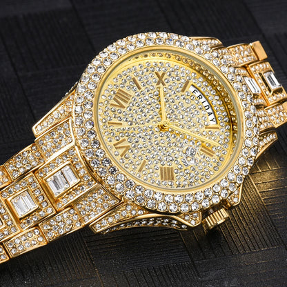 TOPGRILLZ 2021 New Mechanical Luxury Rhinestones Mens Watches 7 Colors Stainless Steel Watch Hip Hop Charm Jewelry Dropshipping