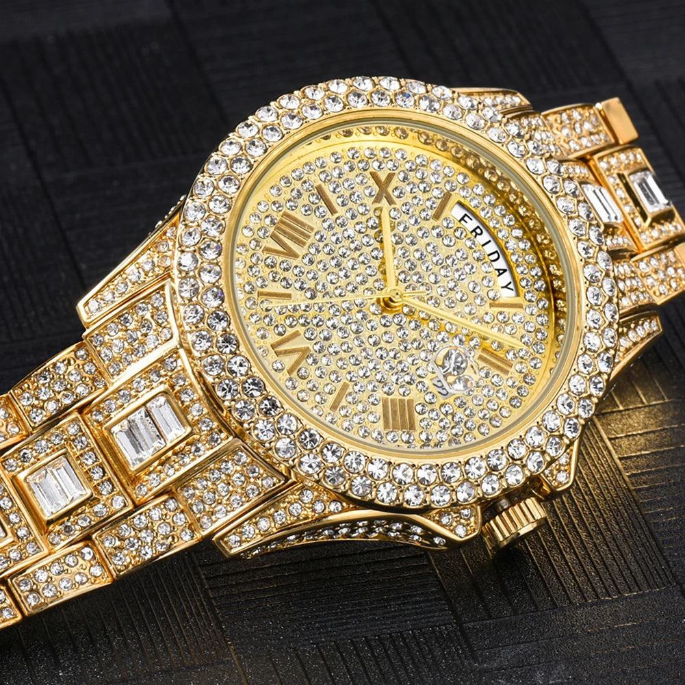 TOPGRILLZ 2021 New Mechanical Luxury Rhinestones Mens Watches 7 Colors Stainless Steel Watch Hip Hop Charm Jewelry Dropshipping