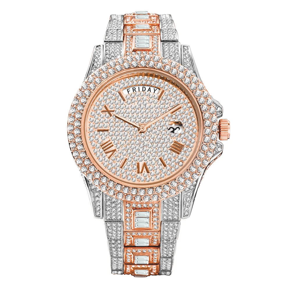 TOPGRILLZ 2021 New Mechanical Luxury Rhinestones Mens Watches 7 Colors Stainless Steel Watch Hip Hop Charm Jewelry Dropshipping