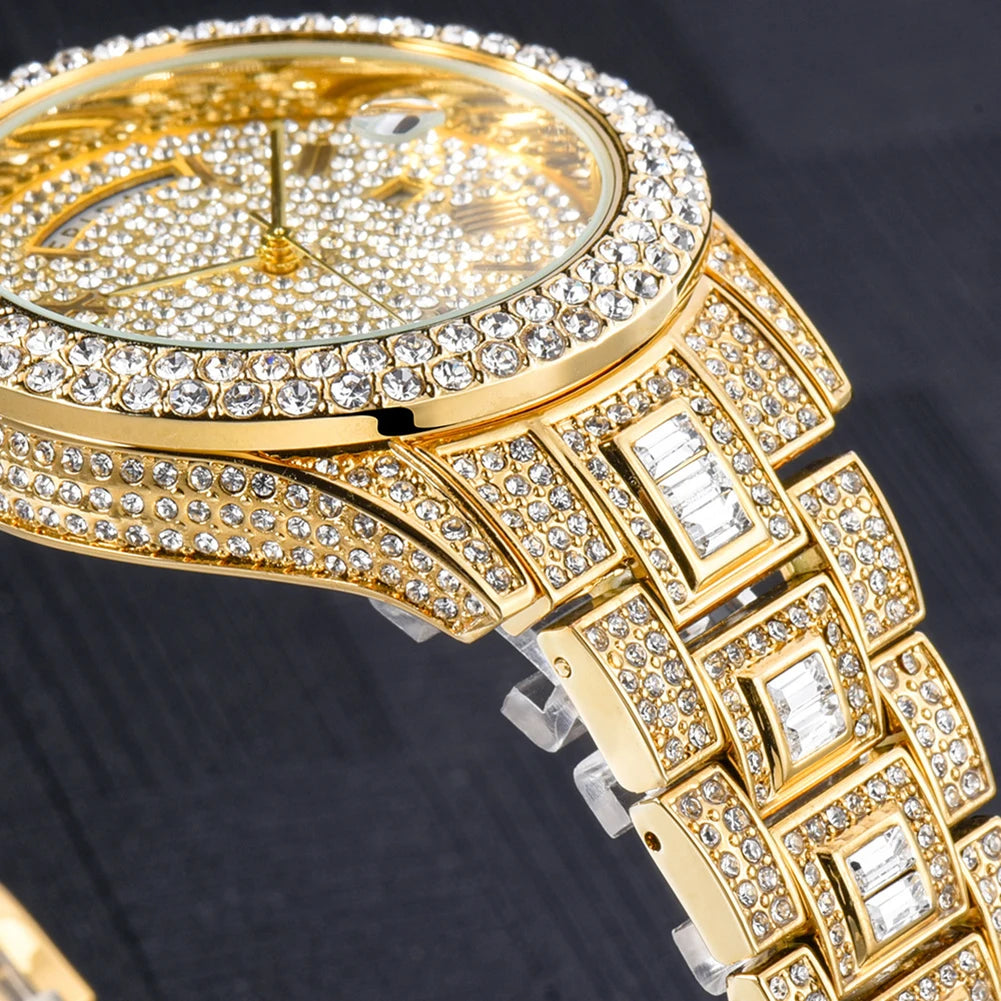 TOPGRILLZ 2021 New Mechanical Luxury Rhinestones Mens Watches 7 Colors Stainless Steel Watch Hip Hop Charm Jewelry Dropshipping