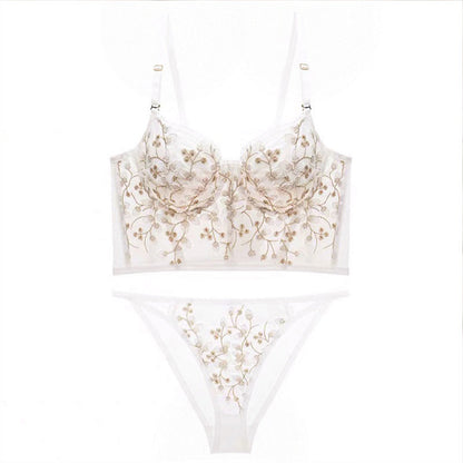 Lace Beautiful Back Vest Strap Underwear Women Summer Super Thin Big Breast Show Small Breast Underwired Bra