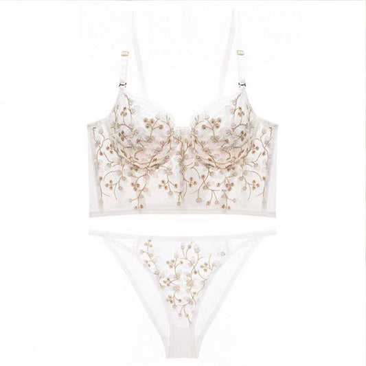 Lace Beautiful Back Vest Strap Underwear Women Summer Super Thin Big Breast Show Small Breast Underwired Bra