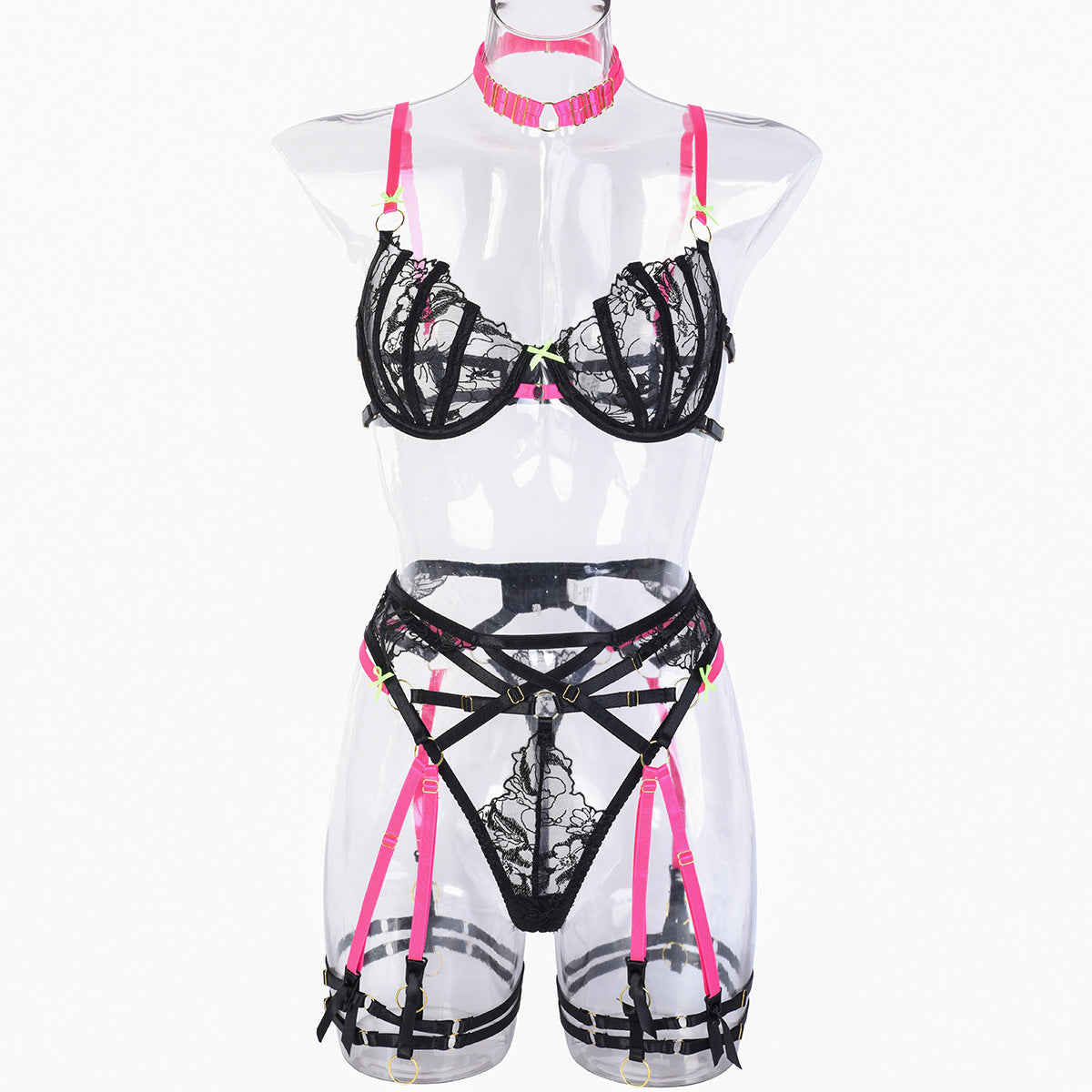 Sexy 6 Piece Autumn Multi Color Matching Cute Lace Bow with Halter Underwear