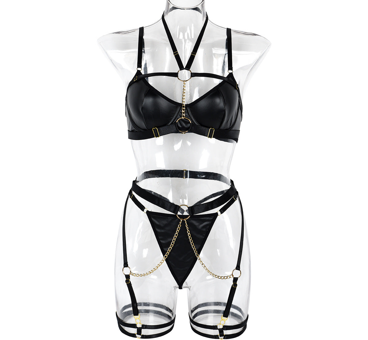 Sexy Underwear Three Piece Set Autumn Best Underwear Chain on Neck Waist Seal Heavy Craft