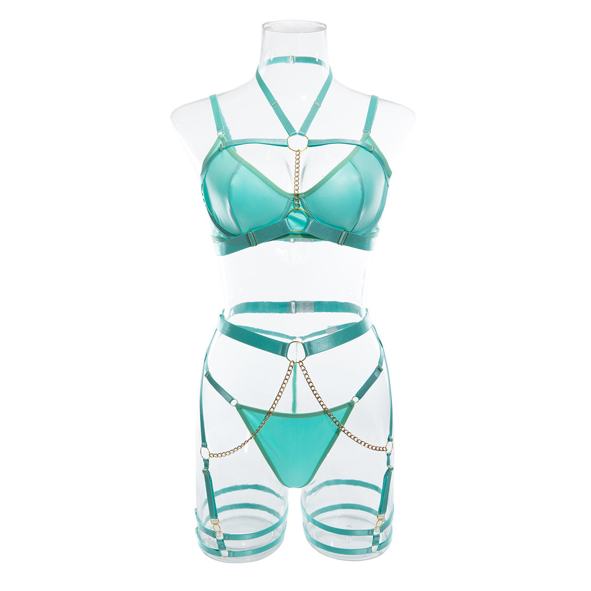 Sexy Underwear Three Piece Set Autumn Best Underwear Chain on Neck Waist Seal Heavy Craft