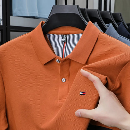 100% pure cotton summer new men's short sleeve high-end custom brand POLO shirt designer exquisite embroidery T-shirt casual top