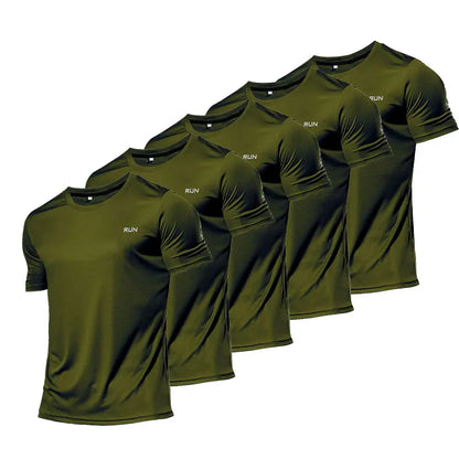 5PCS Men's Solid Color Ultralight Quick Dry Sport T-Shirt, Breathable Lightweight Top For Fitness Training Workout Running Gym