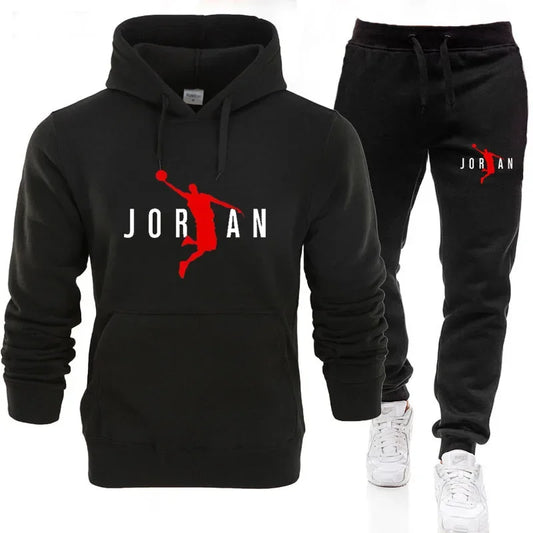 Fashionable men's sportswear set 2025 Spring and Autumn New outdoor men's casual pullover + jogging Pants two-piece set