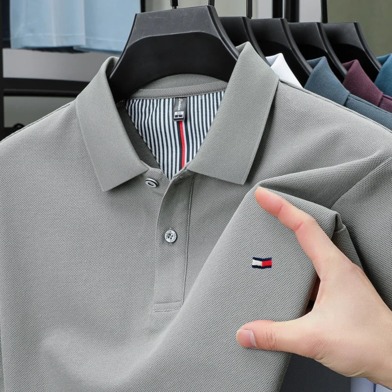 100% pure cotton summer new men's short sleeve high-end custom brand POLO shirt designer exquisite embroidery T-shirt casual top