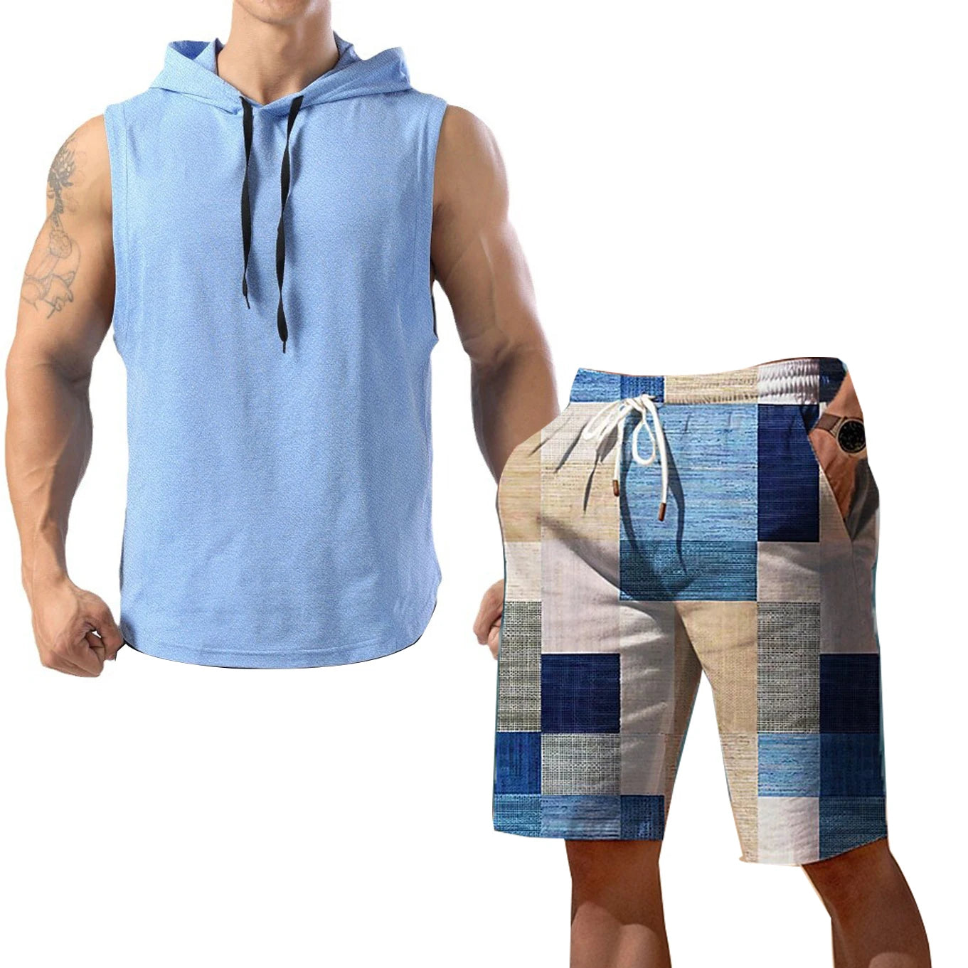 New Summer Men's Two Piece Set Casual T-Shirt and Shorts Set Men Women Sports Suit Fashion Short Sleeve Tracksuit Hooded T-shirt