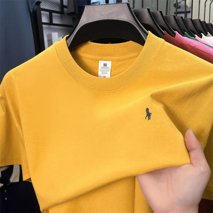 100%pure cotton short sleeve T-shirt men's fashion high-end brand Paul embroidery summer breathable loose casual round neck top