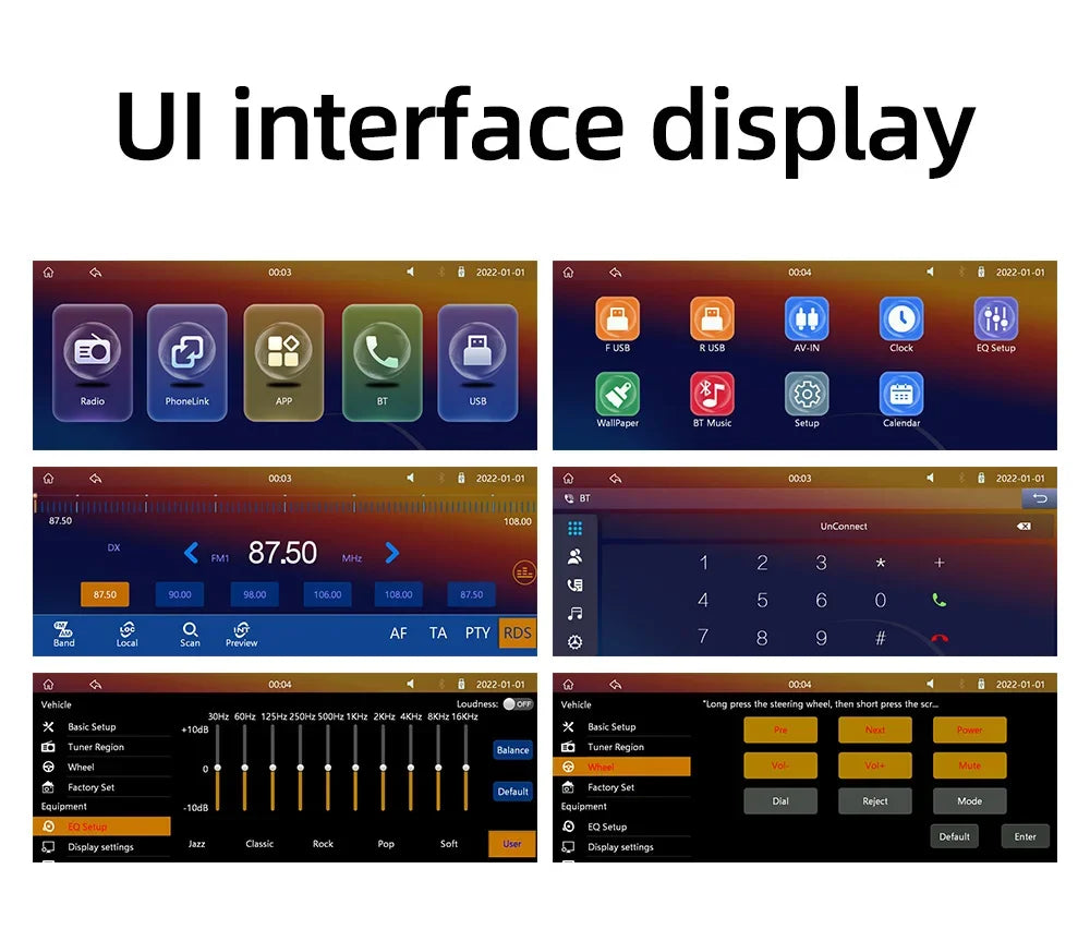 1din 6.86" HD Car Radio Multimedia Carplay Touch Screen Mirror Link Stereo Bluetooth USB FM Camera MP5 Player