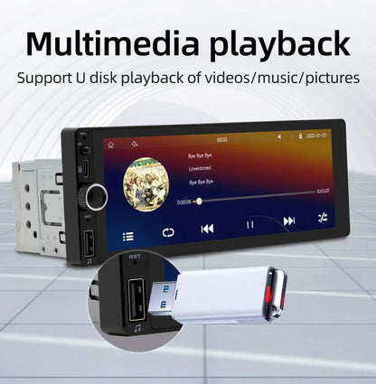 1din 6.86" HD Car Radio Multimedia Carplay Touch Screen Mirror Link Stereo Bluetooth USB FM Camera MP5 Player