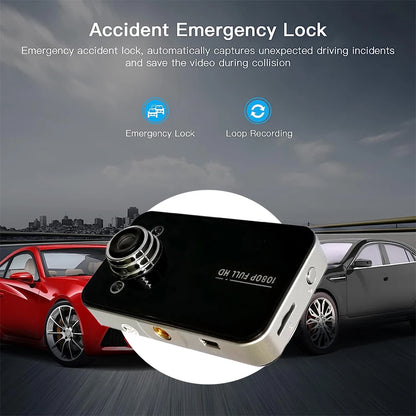 1080P Full HD Car DVR Dash Cam Car Loop Recording Vehicle Driving Recorder Night Vision Support TF 32G 140 Degree View Angle