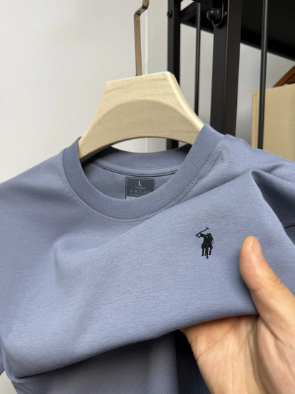 Luxury brand Paul embroidery short sleeved T-shirt 2025 summer new item for men high-quality silk cotton comfortable casual top