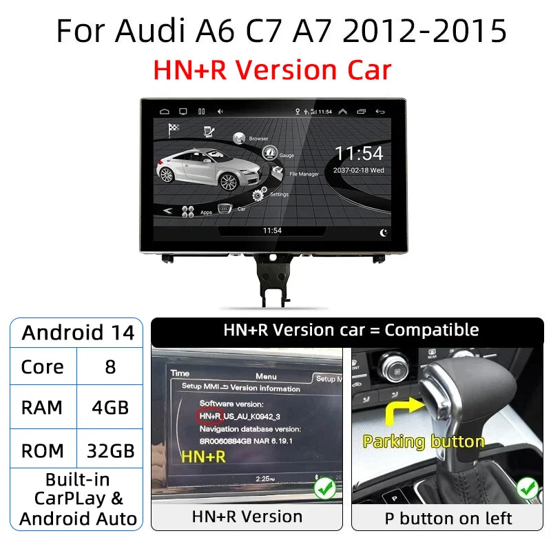 Android 14 Auto Radio Wireless Carplay Touch Screen For Audi A6 C7 A7 2012-2018 Car Multimedia Player Navigation Stereo GPS WIFI