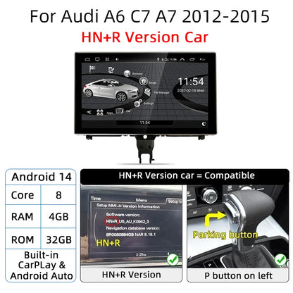 Android 14 Auto Radio Wireless Carplay Touch Screen For Audi A6 C7 A7 2012-2018 Car Multimedia Player Navigation Stereo GPS WIFI