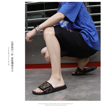 Man Sandal House Slippers Men's Genuine Leather Sandals Comfortable  Man Summer Shoes Sale Genuine Mens Slipper Flip Flop Slides