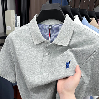 High End Brand Men's Polo Shirt Lapel T-Shirt Summer New Exquisite Horse Embroid Short Sleeve Fashion Business Leisure Menswear