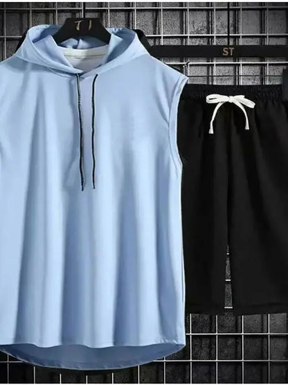 New Summer Men's Two Piece Set Casual T-Shirt and Shorts Set Men Women Sports Suit Fashion Short Sleeve Tracksuit Hooded T-shirt