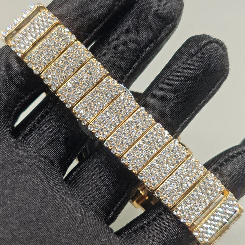 Hot New Luxury Watches For Men Full Diamond Iced Hip Hop Stylish Quartz Watch For Male Waterproof Calendar Men's Wristwatches