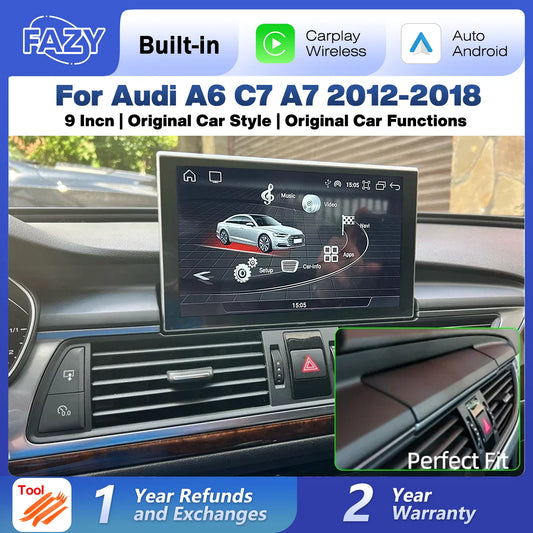 Android 14 Auto Radio Wireless Carplay Touch Screen For Audi A6 C7 A7 2012-2018 Car Multimedia Player Navigation Stereo GPS WIFI