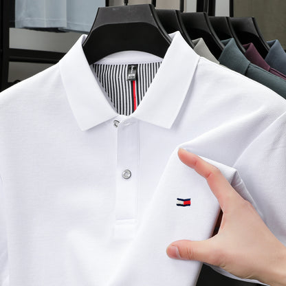 100% pure cotton summer new men's short sleeve high-end custom brand POLO shirt designer exquisite embroidery T-shirt casual top
