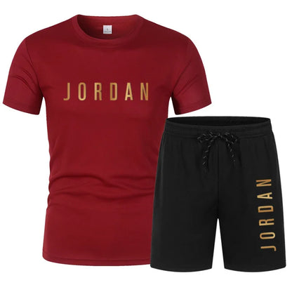 Short Sleeve T-shirt Set + Shorts Men's Young Summer Fashion Casual Sports Two-Piece Set