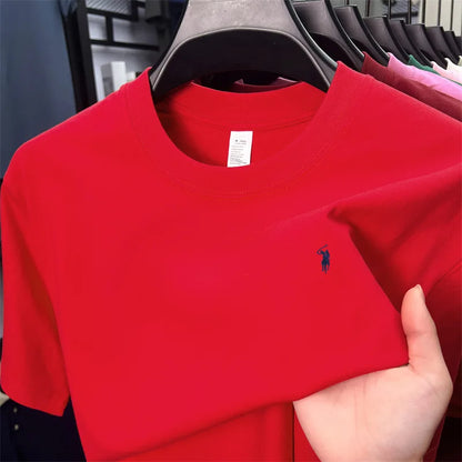 100_ cotton men's short sleeve T-shirt fashion brand Paul Pony embroidery summer new high-end comfortable casual round neck top
